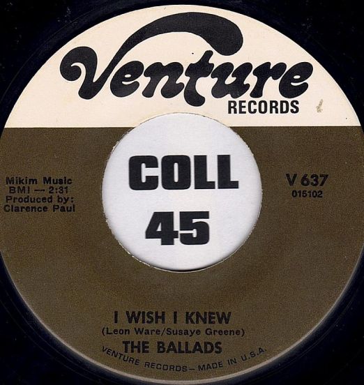 The Ballads - I Wish I Knew b/w The Gift Of Love - Venture 7"
