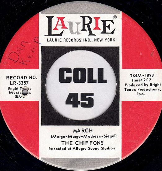 The Chiffons - March b/w Stop, Look, And Listen - Laurie 7"