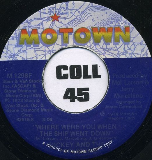 Dickey And The Poseidons - Where Were You When The Ship Went Down b/w Tidal Wave - Motown 7"