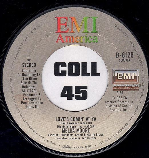 Melba Moore - Love's Comin' At Ya b/w Instrumental - EMI 7"