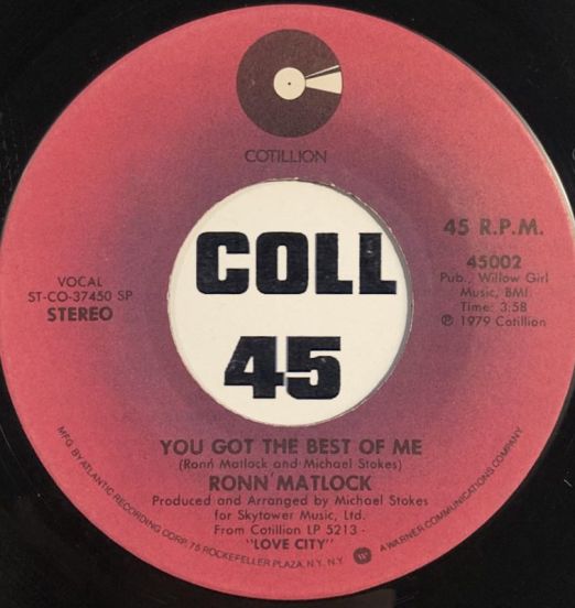 Ronn Matlock - You Got The Best Of Me b/w Let Me Dance - Cotillion 7"