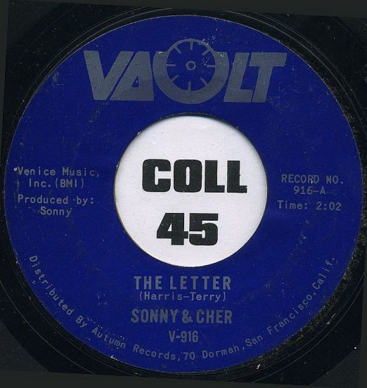 Sonny & Cher - The Letter b/w Spring Fever (Instrumental) - Vault 7"