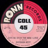 Barbara West – Congratulations Baby b/w Give Me Back The Man I Love – Ronn 7″