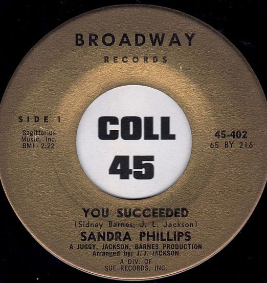 Sandra Phillips - You Succeeded b/w When Midnight Comes - Broadway 7"