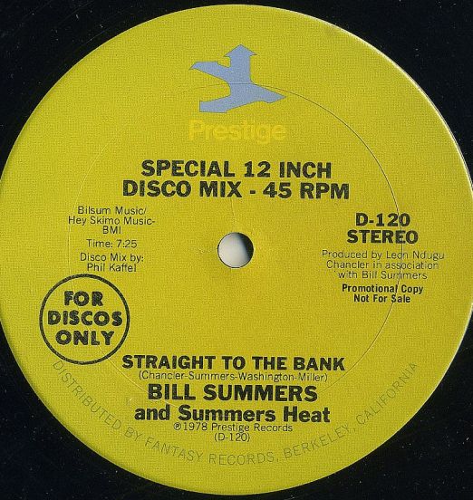 Bill Summers & Summers Heat - Straight To The Bank b/w Same - Prestige DJ 12"