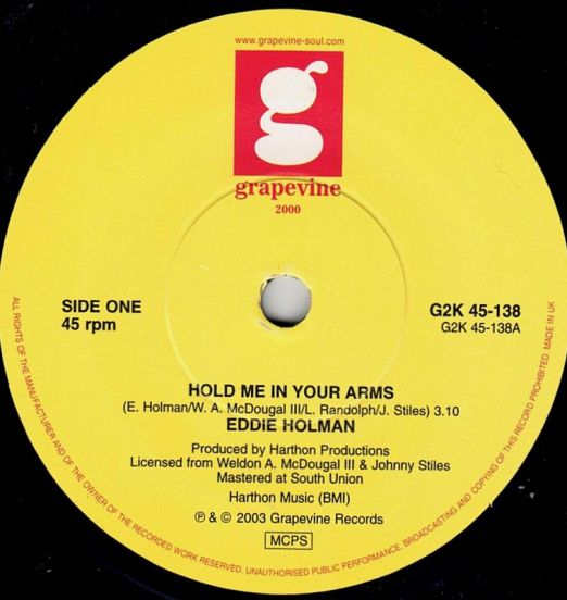 Eddie Holman - Hold Me In Your Arms b/w M.R.S. Band - Diggin' It - Grapevine UK 7"