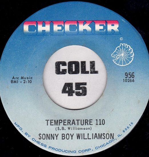 Sonny Boy Williamson - Temperature 110 b/w Lonesome Cabin - Checker 7"