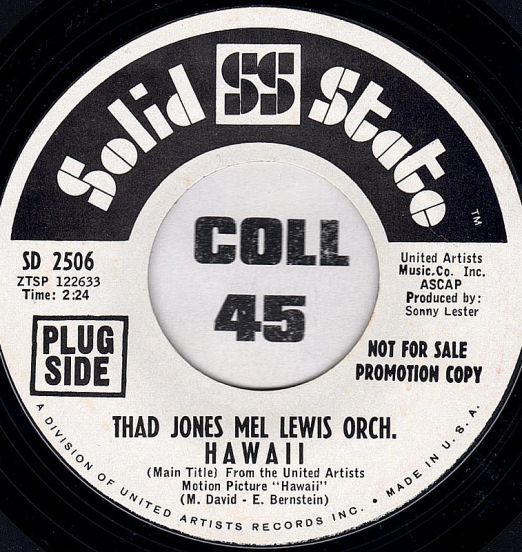 Thad Jones Mel Lewis Orchestra - Hawaii b/w Sophisticated Lady - Solid State DJ 7"