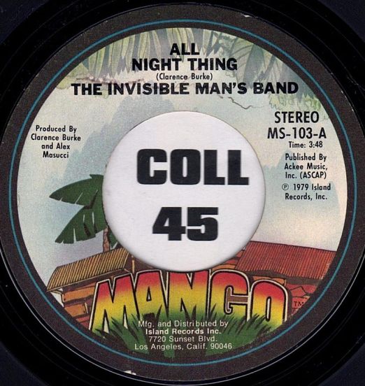 The Invisible Man's Band - All Night Thing b/w Instr - Mango 7"