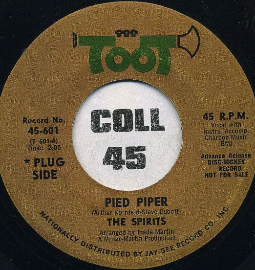 The Spirits - Pied Piper b/w Jelly Jelly Jelly - Toot DJ ‎7"