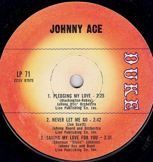 Johnny Ace - Memorial Album For Johnny Ace - Duke 7" EP