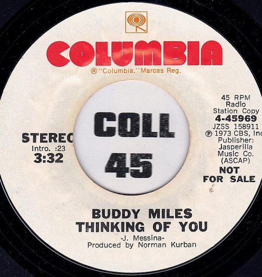 Buddy Miles - Thinking Of You STEREO b/w MONO Version - Columbia DJ 7"