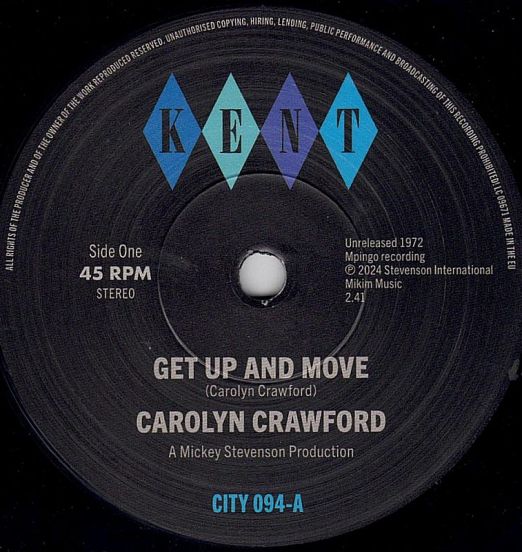 Carolyn Crawford - Get Up And Move b/w Sugar Boy - Kent Select UK 7"