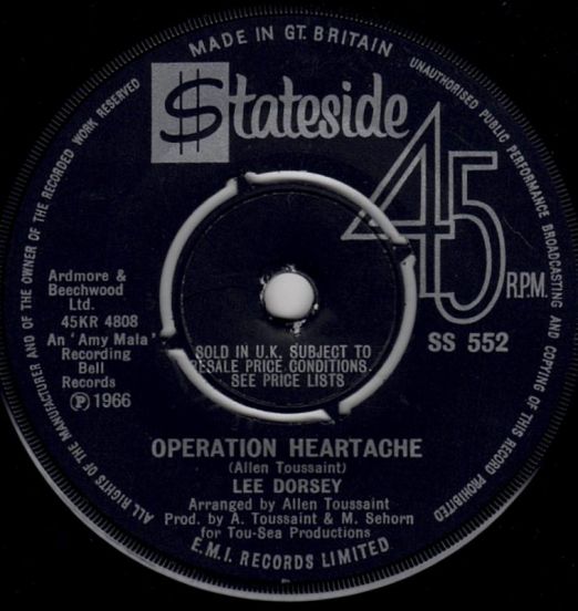 Lee Dorsey - Operation Heartache b/w Holy Cow - Stateside UK 7″