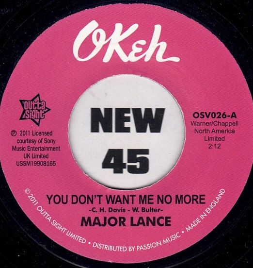 Major Lance - You Don't Want Me No More b/w Don't Fight It - Outta Sight UK 7"