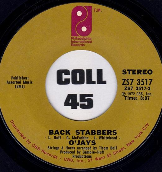 O'Jays - Back Stabbers b/w Sunshine - PIR 7"