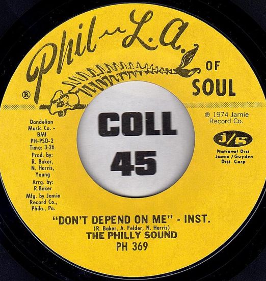 The Philly Sound - Don't Depend On Me Instr b/w Waitin' For The Rain Instr - Phil-La Of Soul 7"