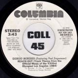Giorgio Moroder Feat. Paul Engemann – Reach Out b/w Same – Columbia DJ 7″