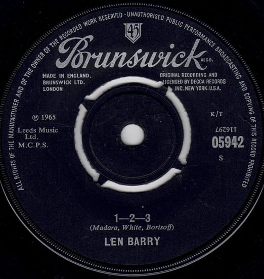 Len Barry - 1-2-3 b/w Bullseye - Brunswick UK 7″