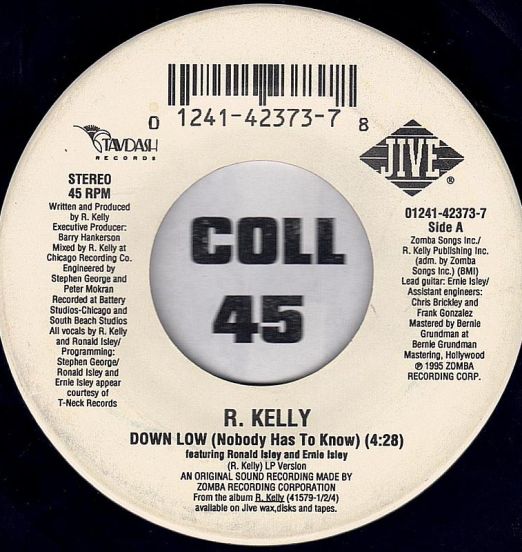 R. Kelly - Down Low (Nobody Has To Know) b/w I Can't Sleep Baby (If I) - Jive 7"