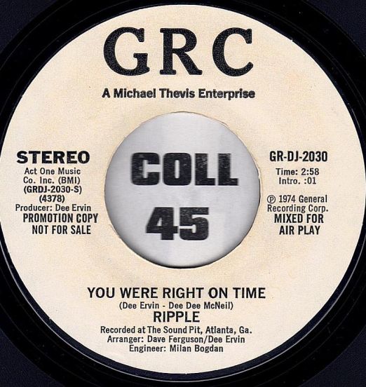 Ripple - You Were Right On Time STEREO b/w MONO Version - Grc DJ 7"