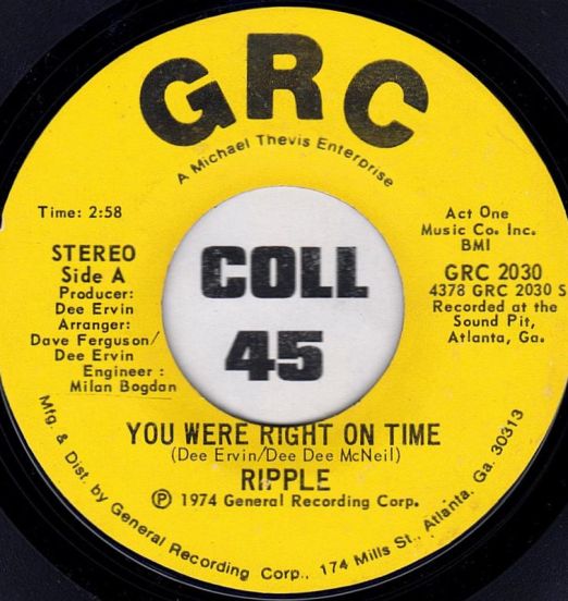 Ripple - You Were Right On Time b/w I'll Be Right There Trying - Grc 7"