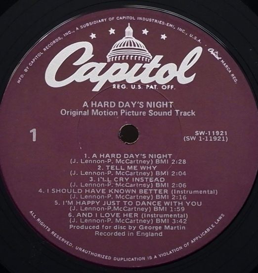 TheBeatles-AHardDaysNightLABELDiffPress