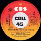 Earth Wind & Fire – Serpentine Fire b/w Instrumental Version – CBS NL 7″