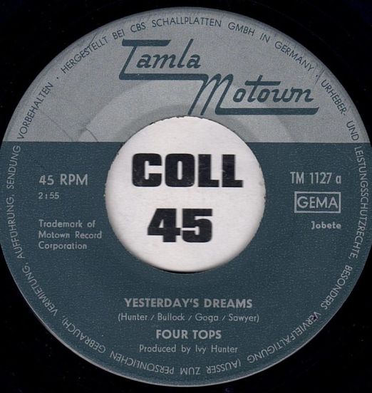 Four Tops - Yesterday's Dreams b/w For Once In My Life - Tamla Motown GER 7"