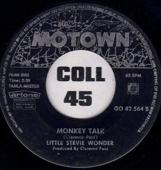 Little Stevie Wonder - Monkey Talk b/w Workout Stevie, Workout - Motown NL 7"