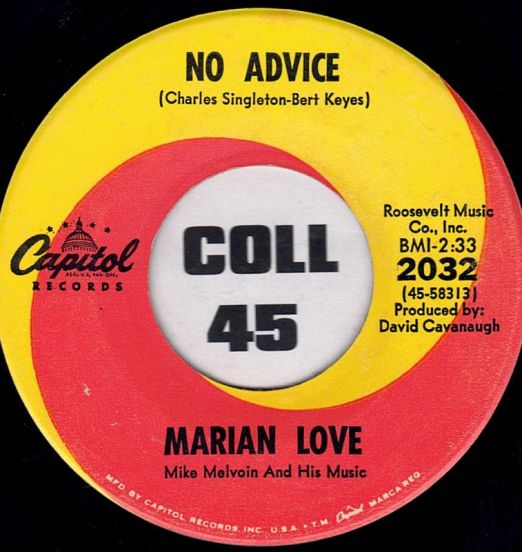 Marian Love - No Advice b/w The Right To Cry - Capitol 7"