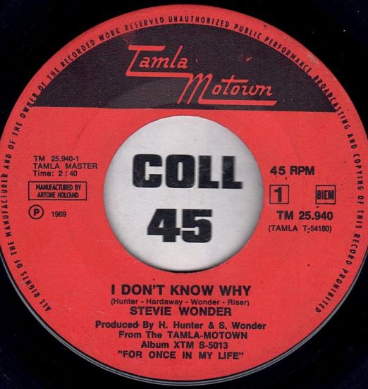 Stevie Wonder - I Don't Know Why b/w My Cherie Amour - Tamla Motown NL 7"
