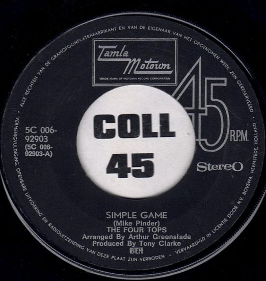 The Four Tops ‎- Simple Game b/w You Stole My Love - Tamla Motown NL 7"