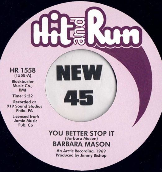 *BACK IN!* Barbara Mason - You Better Stop It b/w Just You And Me - Hit And Run UK 7"