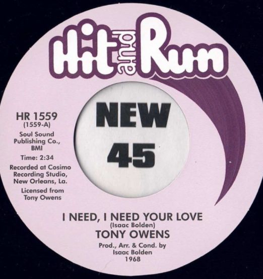 Tony Owens - I Need, I Need Your Love b/w Wishing, Waiting, Hoping - Hit And Run UK 7"