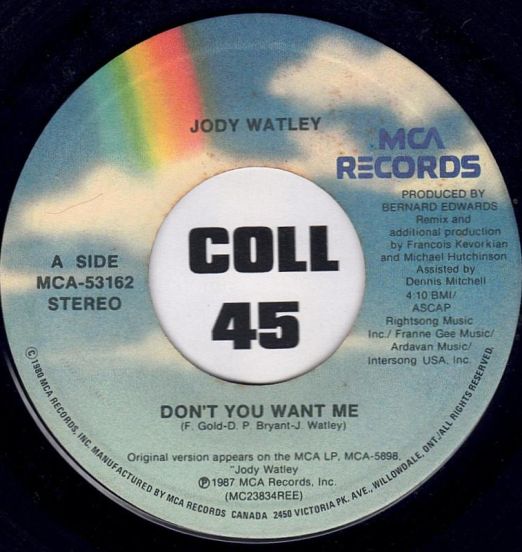 Jody Watley - Don't You Want Me - MCA 7"