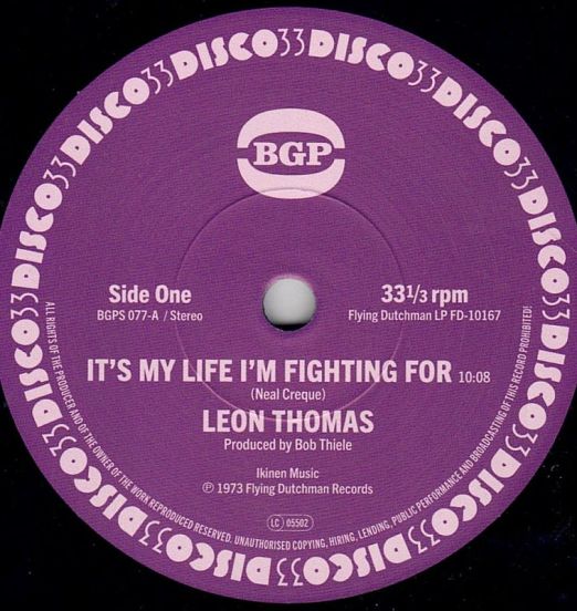 *JUST IN!* Leon Thomas - It's My Life I'm Fighting For b/w Shape Your Mind To Die - BGP UK 7"