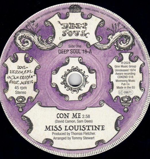 Miss Louistine - Con Me b/w Sam Dees - Con Me - Kent Deep Soul UK 7"