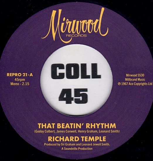 Richard Temple - That Beatin' Rhythm b/w Jimmy Conwell - Cigarette Ashes - Kent Repro UK 7"