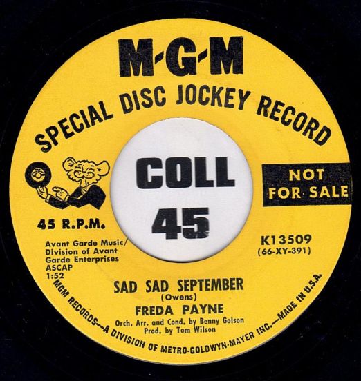 Freda Payne - Sad, Sad September b/w You've Lost That Loving Feeling - MGM DJ 7"