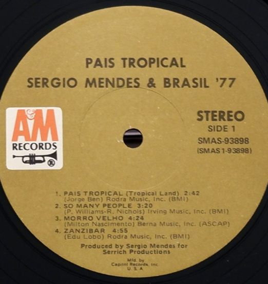 SergioMendesAndBrasil77-PaisTropical-Am-LABELA
