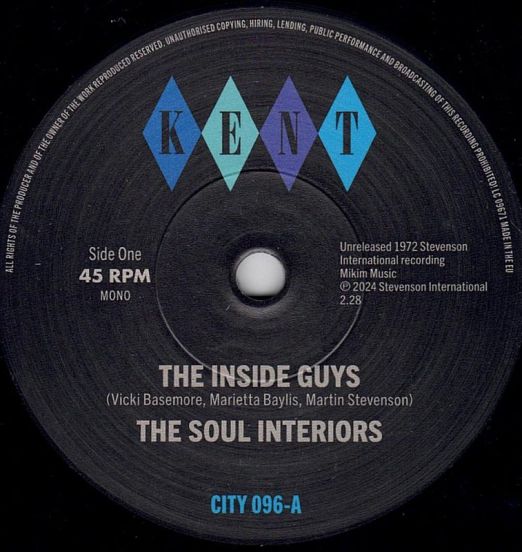 The Soul Interiors - The Inside Guys b/w My Friend Heartache - Kent Select UK 7"