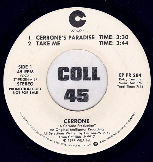Cerrone - Cerrone's Paradise Sampler - Cotillion DJ 7" EP