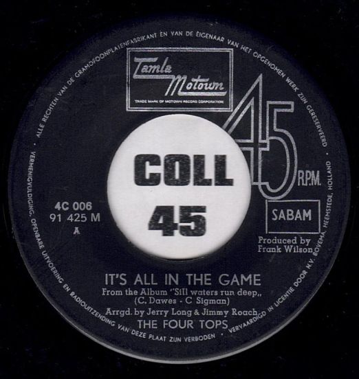 The Four Tops - It's All In The Game b/w Love (Is The Answer) - Tamla GER 7"