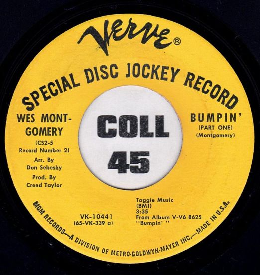 Wes Montgomery - Bumpin Part 1 b/w Part 2 - Verve DJ 7"