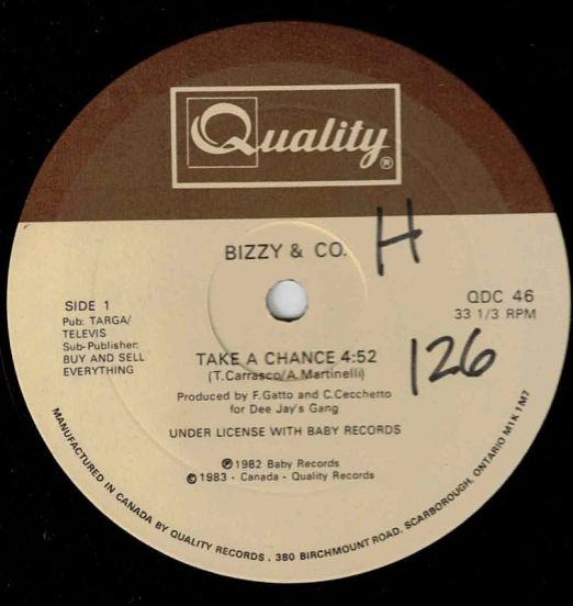 Bizzy & Co. - Take A Chance b/w Instrumental - Quality 12"