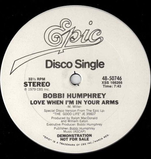 Bobbi Humphrey - Love When I'm In Your Arms b/w Same - Epic DJ 12"