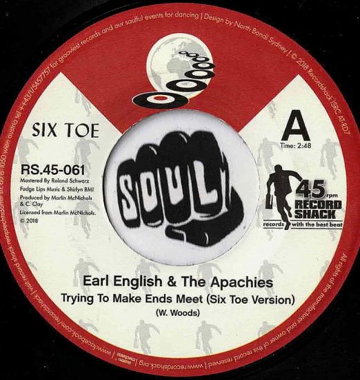 Earl English & The Apachies - Trying To Make Ends Meet (Six Toe Version) b/w Apaches - Big 8 Version - Record Shack AT 7"