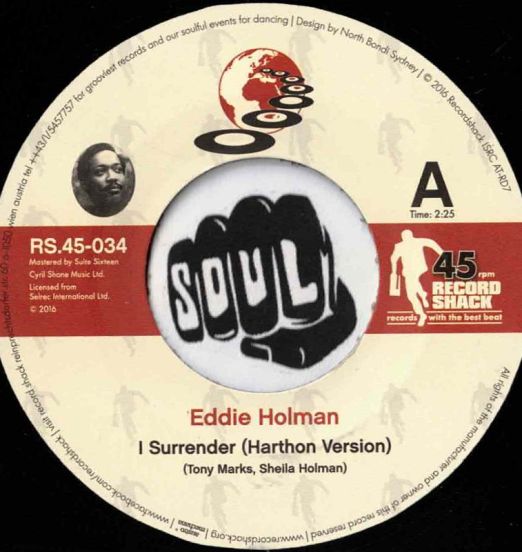 Eddie Holman - I Surrender (Harthon Version) b/w She's Wanted (In Three States) - Record Shack AT 7"