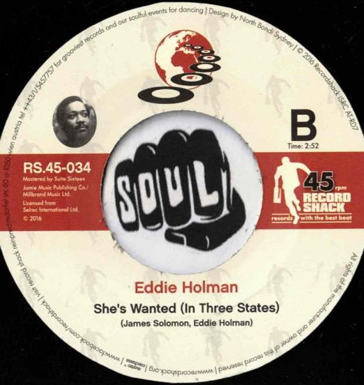EddieHolman-She'sWanted(InThreeStates)-RecordShackRS45-034LABELB